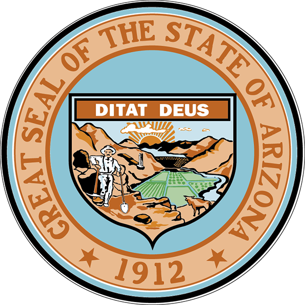 The state seal of Arizona, color version
